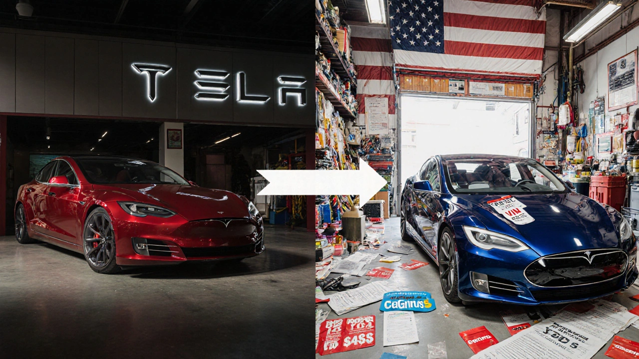 Srovnání dražšího českého a levnějšího amerického prodeje Tesly.