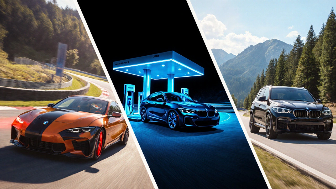 BMW M, i a X série v akci – sportovní, elektrický a SUV model.