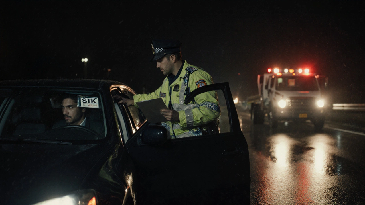 Policie zastavuje auto s propadlým STK a připravuje odtah.