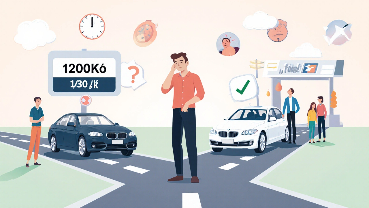 Koncepční obrázek volby mezi placeným a zdarma náhradním vozidlem.