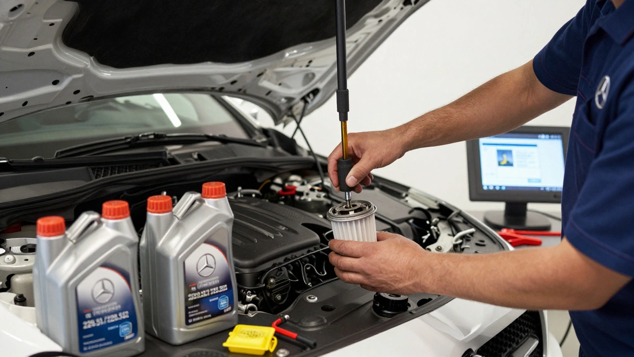 Kolik stojí výměna oleje a filtru v autě Mercedes-Benz?