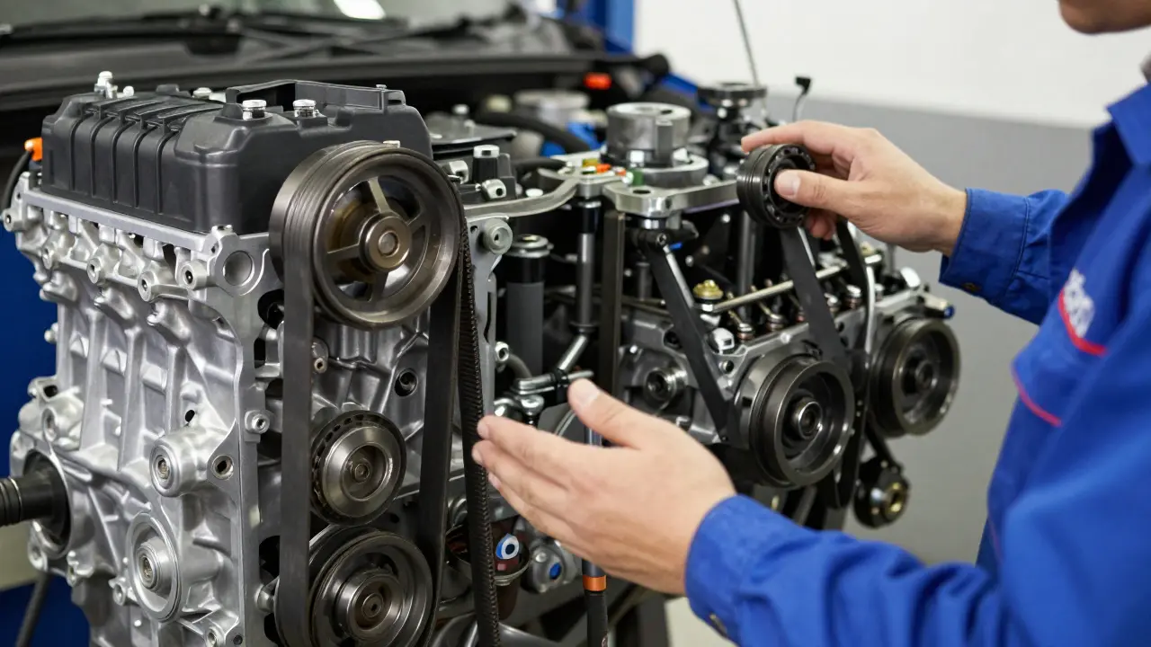 Porovnání řemenového mechanismu a hydraulických ventilů v Hyundai motoru.