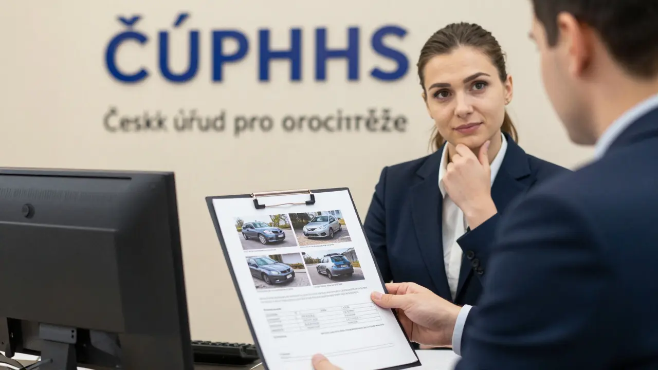 Zákazník podává stížnost na úřadu pro ochranu hospodářské soutěže s dokumenty o závadách.