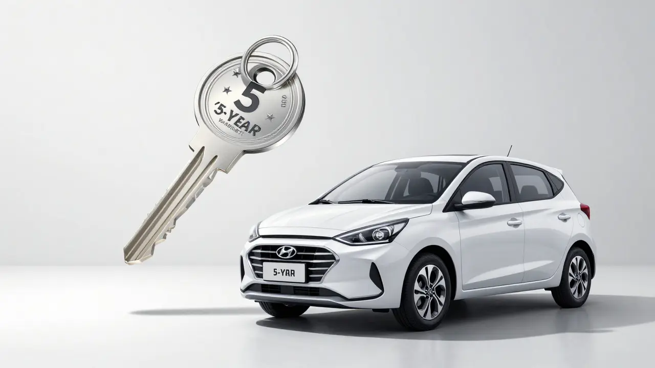 Nový Hyundai i10 v minimalistickém studiu s motivem záruky.